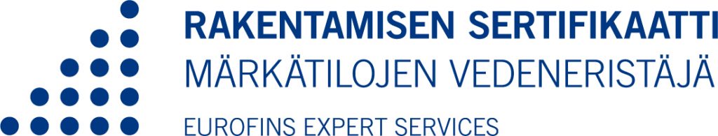 Rakentamisen sertifikaatti. Märkätilojen vedeneristäjä. Eurofins Expert Services.